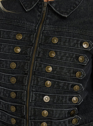 Kingstonn Military Denim Jacket Washed Black
