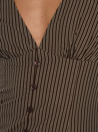 Loveliness Romper Brown Stripe