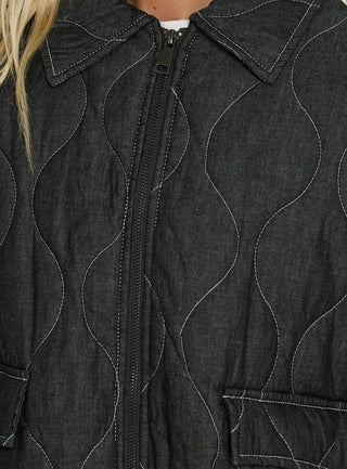 Taggie Quilted Jacket Washed Black