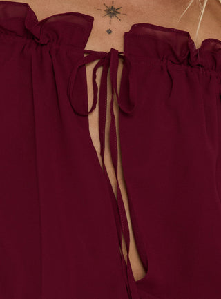 Felicita Off Shoulder Long Sleeve Chiffon Mini Dress Cherry