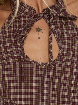 Noellah Keyhole Halter Top Multi Check