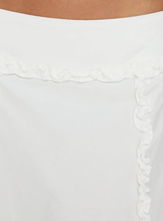 Sannah Ruffle Midi Skirt White