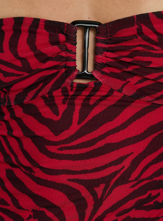 Cielo Mesh Halter Mini Dress Red Zebra