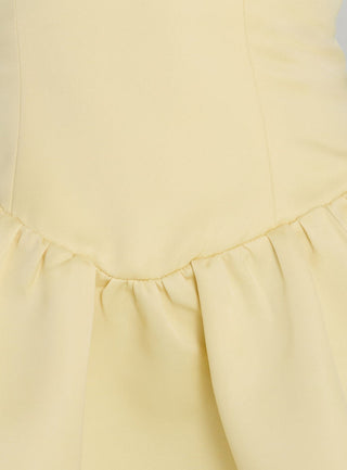 Soft Bloom Drop Waist Strapless Mini Dress Yellow