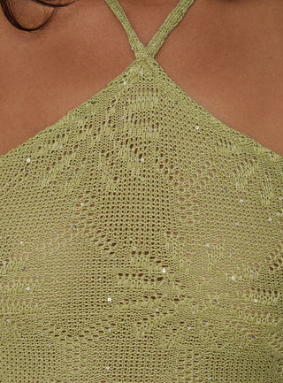 Masina Arrowneck Fringe Detail Top Green