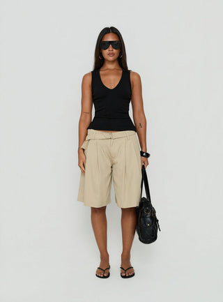 Baseline V Neck Rib Tank Top Black