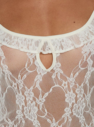 Wall Of Sound Sheer Lace Maxi Dress Antique White