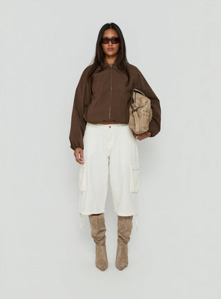 Scorpia Canvas Bomber Jacket Dark Brown