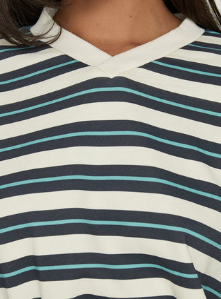 Opollo V Neck Jumper Blue Multi Stripe