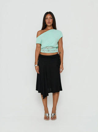 Marienna One Shoulder Lace Top Turquoise