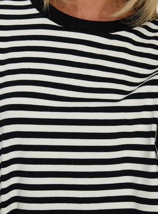 Settle Down Short Sleeve Top Black  White Stripe