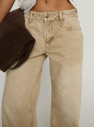 Serenitia Mid Rise Relaxed Jeans Sandy Brown Wash