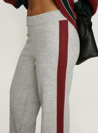 Brandyce Straight Leg Knit Pants Grey  Red