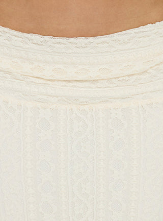 Katerine Ruched Lace Maxi Skirt Cream