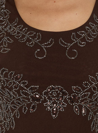 Spend The Night Embroidered Tank Top Chocolate Brown