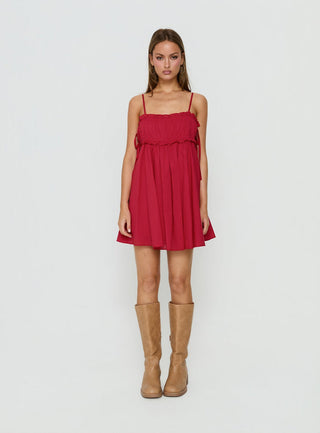 Beya Ruched Bust Mini Dress Red