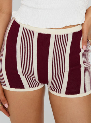 Annisten Knit Shorts Red  Cream Stripe