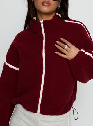 Sammee Polar Fleece Contrast Zip Through Jacket Red