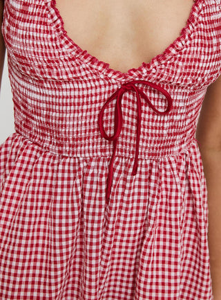Wescott Gingham Playsuit Red  White