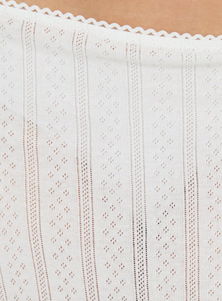 Coralyne Pointelle Midi Skirt White