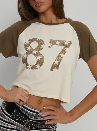 87 Classic Graphic Top White  Green
