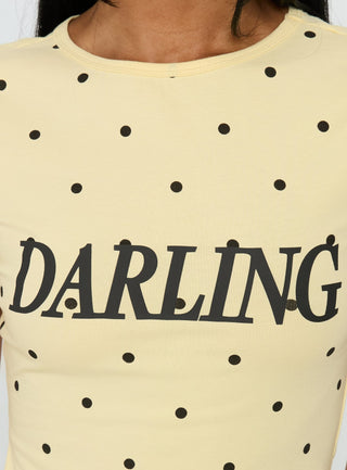 Darling Girl Graphic Top Yellow Polka Dot