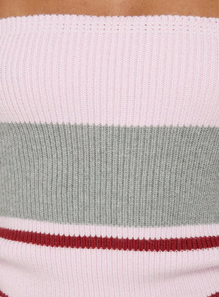 In The Mirror Strapless Top Pink Stripe