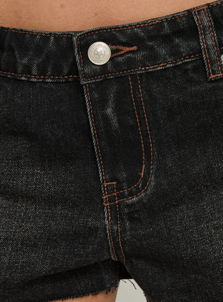 Milania Ultra Low Rise Mini Denim Shorts Vintage Black