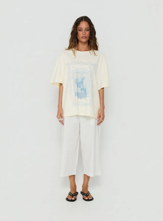 Soft Launch Stamp Oversized Graphic Tee Cream