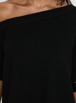 Kourta Off Shoulder Oversized Knit Top Black
