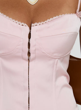 Maralyne Satin Corset Top Soft Pink