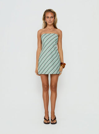 Elery Strapless Mini Dress Blue Stripe