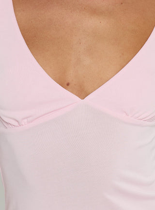 Back To Friends V Neck 34 Sleeve Top Pink