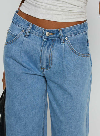 Supercut Low Rise Baggy Pleat Jeans Light Blue Wash