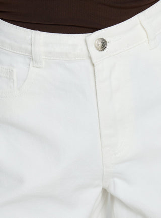 Torri Longline Denim Shorts Ecru