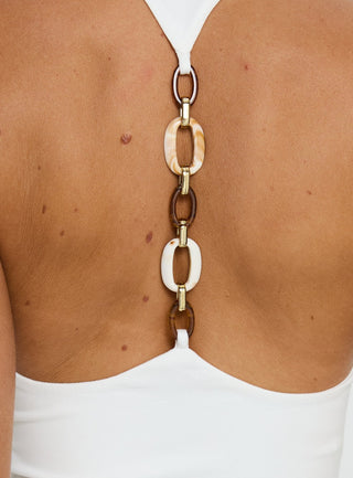 Harlene Back Detail Top White