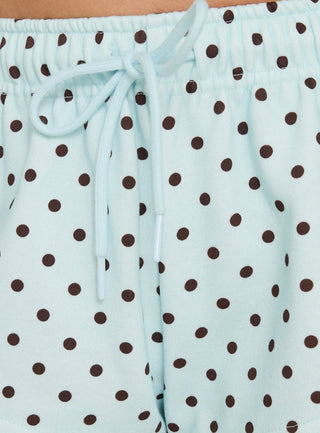 Quinncy Low Rise Sweat Shorts Blue Polka Dot