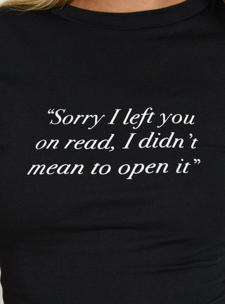 Read Receipts Graphic Baby Tee Black