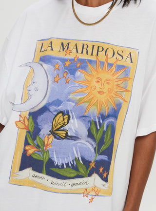 Tarot Card Oversized Graphic Top White  Multi