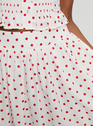 Valerio Maxi Skirt White  Red