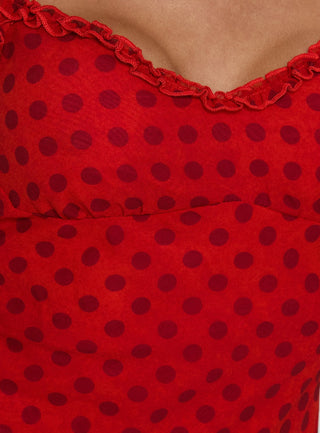 Kahla Frill Playsuit Red Polka Dot