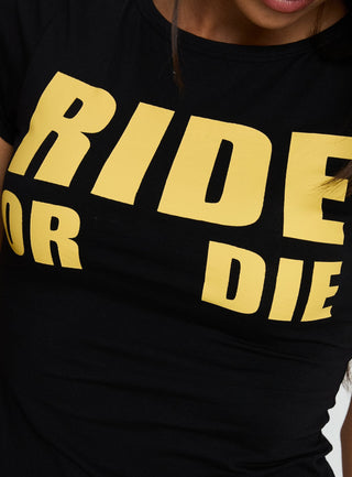 Ride Or Die Graphic Top Black  Yellow