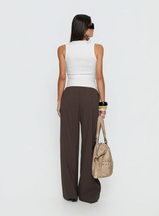 Lunea Concealed Waistband Pants Brown Petite