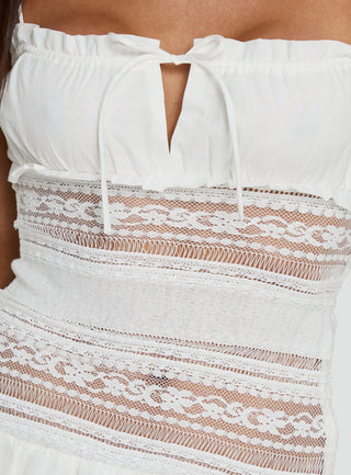 Christobela Drop Waist Lace Mini Dress White