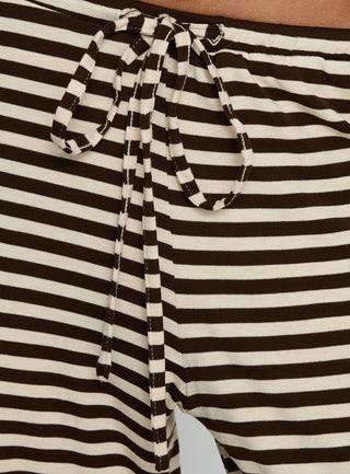 Gavrielle Jersey Wide Leg Pants Chocolate  Cream Stripe