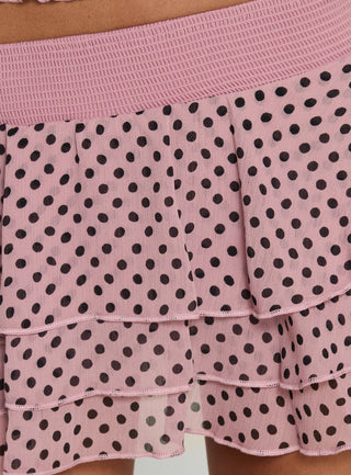 Ready To Party Frill Skort Pink  Black Polka