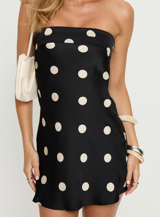 Phillipa Mini Dress Black  White Polka Dot