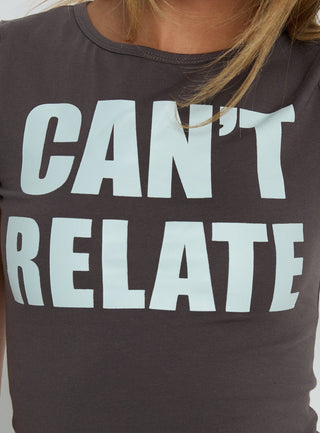 Cant Relate Graphic Top Grey  Blue
