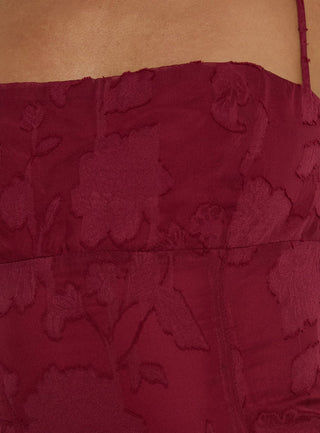 Delamere Mini Dress Burgundy Burnout