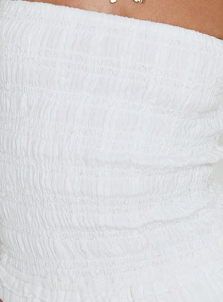 Ayanni Shirred Strapless Mini Playsuit White